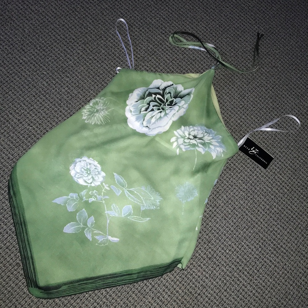 Iz Byer Light Green Floral Halter Camisole
